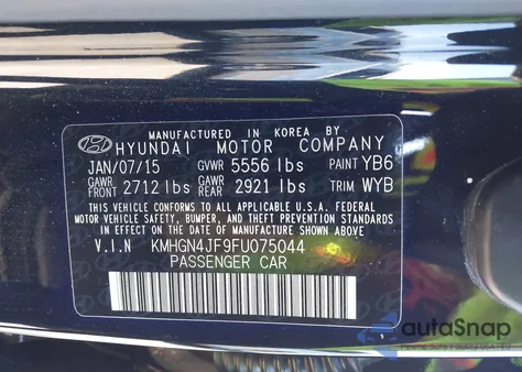 2015 Hyundai Genesis 5.0 из США, поврежденный, VIN KMHGN4JF9FU075044